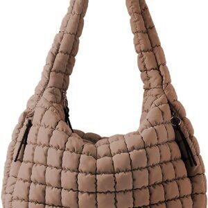 Women Puffer Tote Nylon Large Capacity Crossbody Bag Quilted Carryall